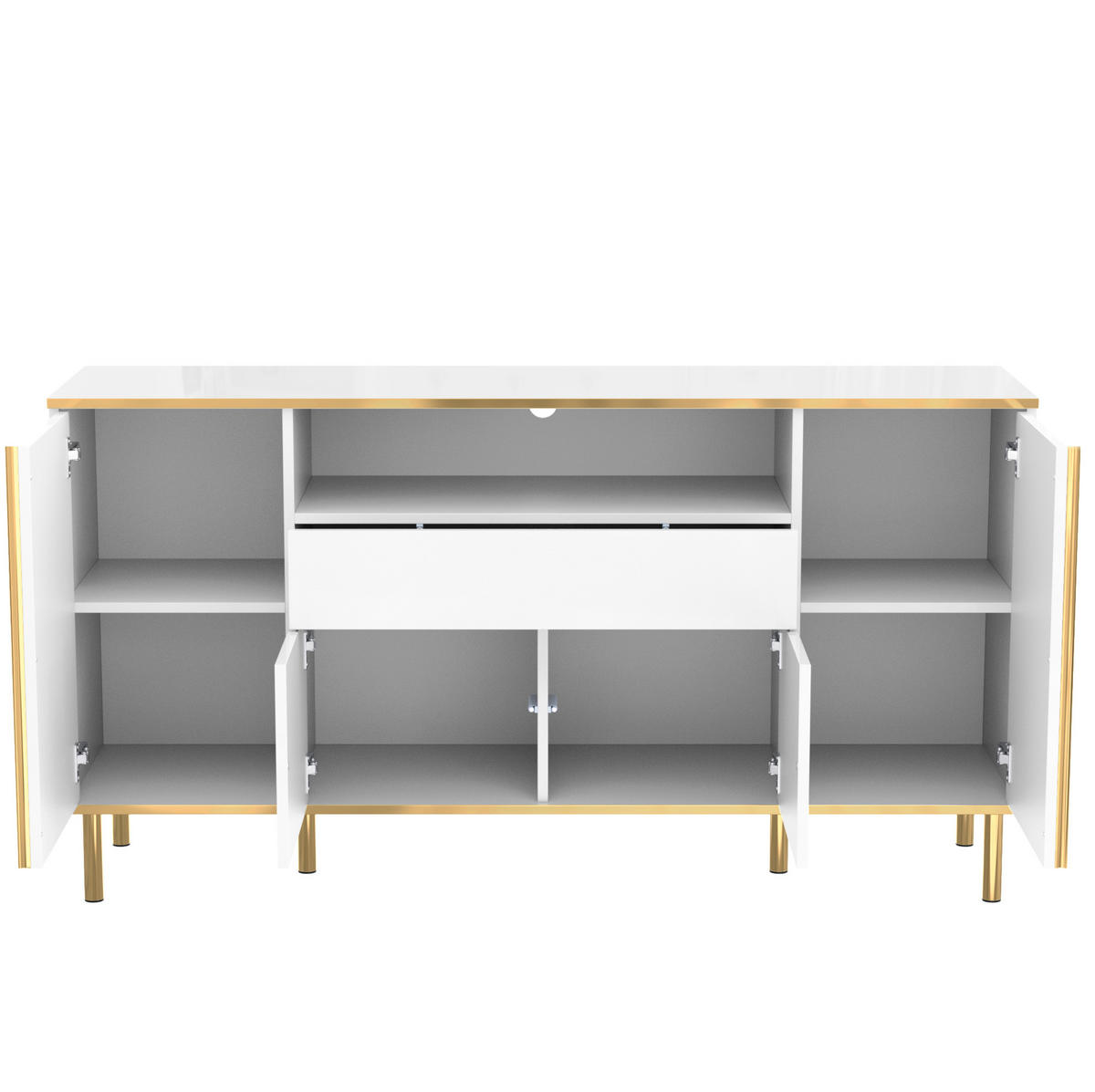 KOMMODE aus MDF & Spanplatte 150x40x80cm in Weiß mit LED-Beleuchtung - Weiß, Holzwerkstoff (150/80/40cm) - Modfu