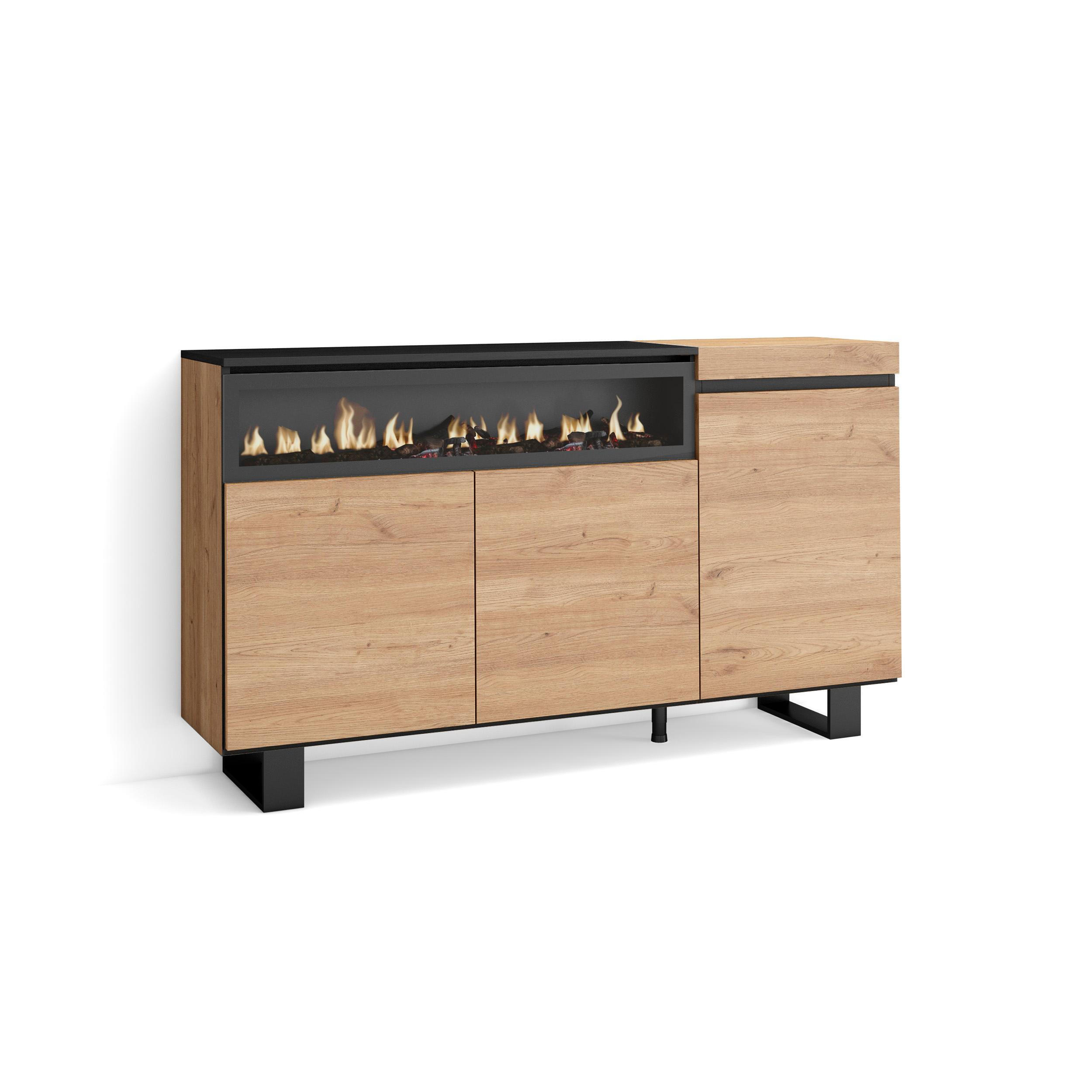 SIDEBOARD eiche, schwarz, 150/35/87cm - Multicolor, Holzwerkstoff (150/87/35cm) - Skraut Home