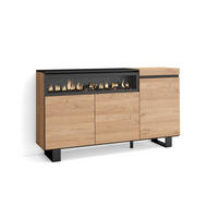 SIDEBOARD eiche, schwarz, 150/35/87cm - Multicolor, Holzwerkstoff (150/87/35cm) - Skraut Home