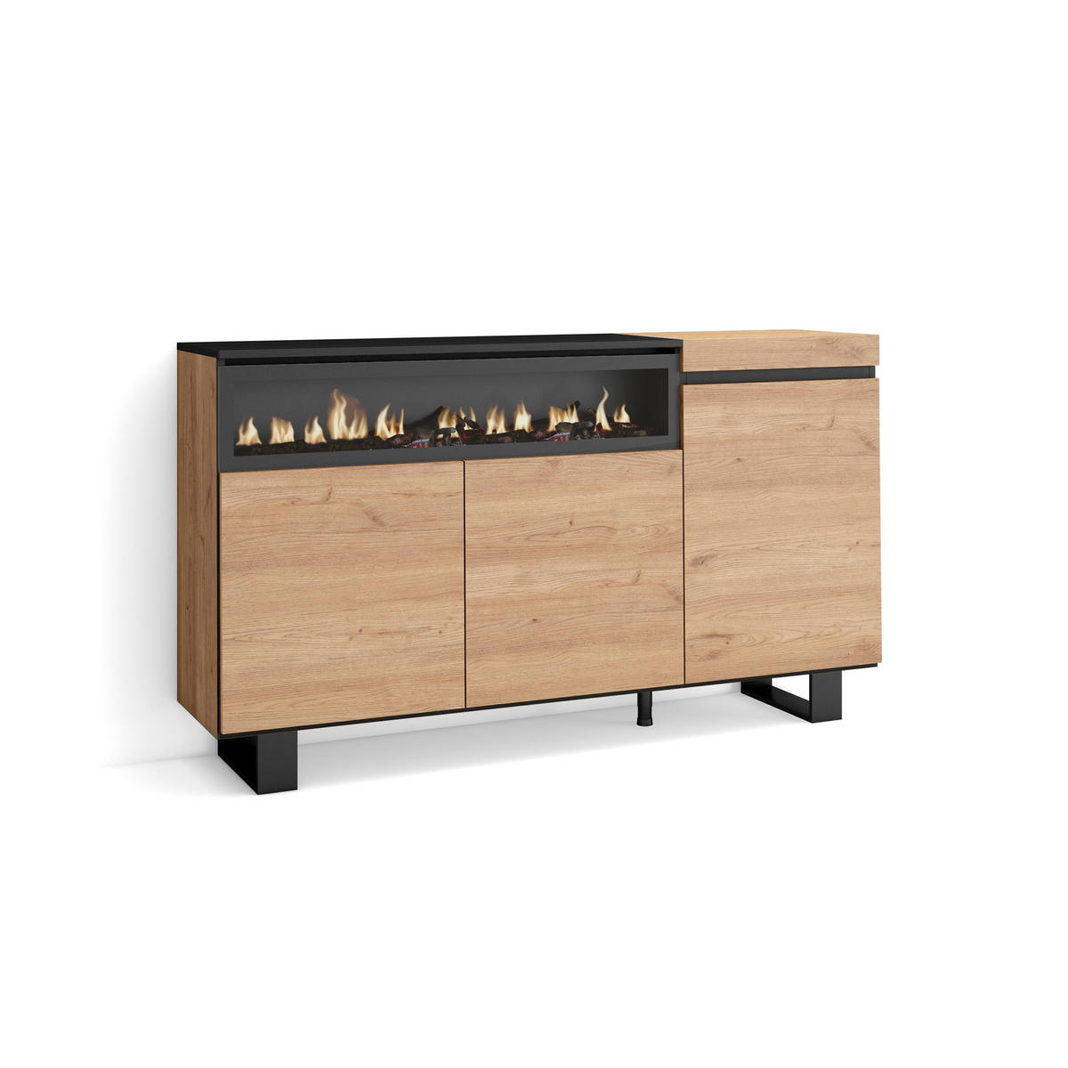 SIDEBOARD eiche, schwarz, 150/35/87cm - Multicolor, Holzwerkstoff (150/87/35cm) - Skraut Home