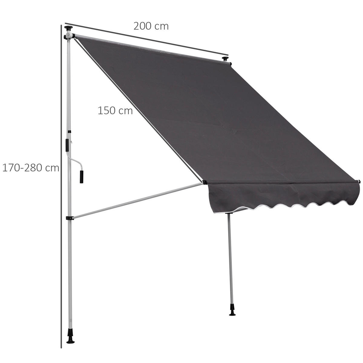 MARKISE, Cremeweiß, Aluminium, Stahl, Polyester - Grau, Metall (150/280/200cm) - Outsunny