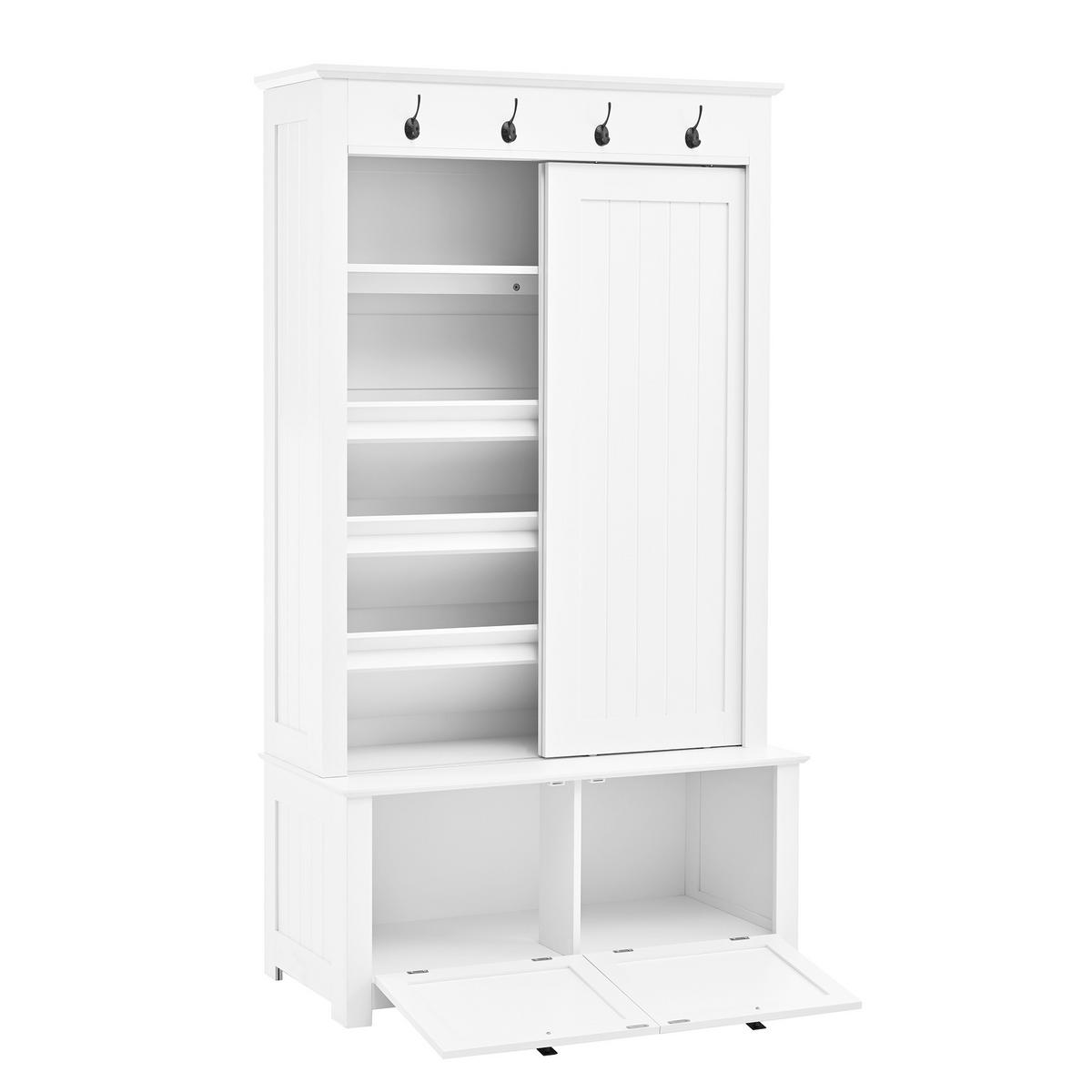 KLEIDERSCHRANK Schuhschrank Garderobe Multifunktion Haken - Weiß, Holzwerkstoff (50/180/100cm) - FLIEKS