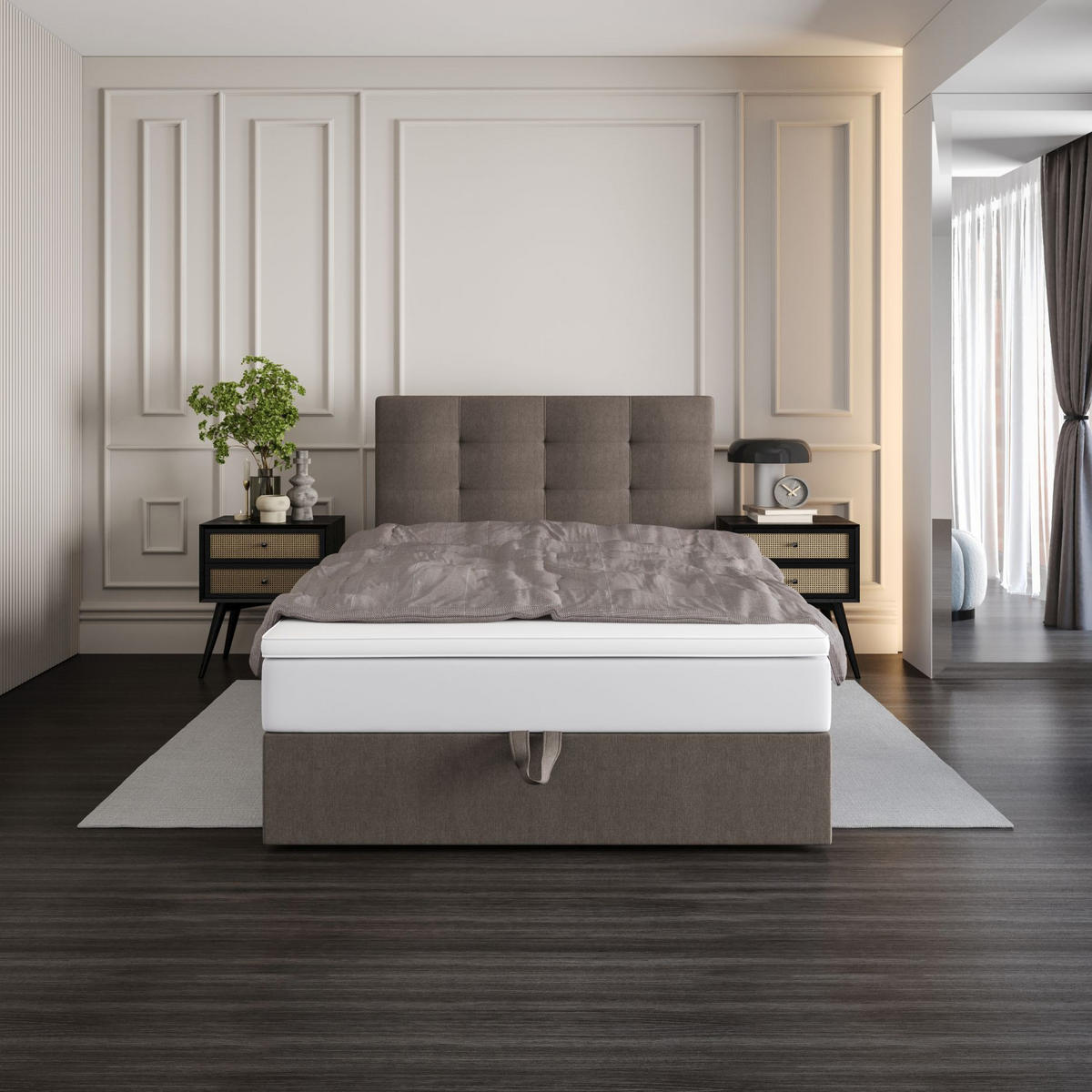 BOXBETT DUO 1 100x200 Cosmic 03, mit Matratze H3 und Topper, Braun - Braun, Holz/Kunststoff (100/200cm) - Bedante