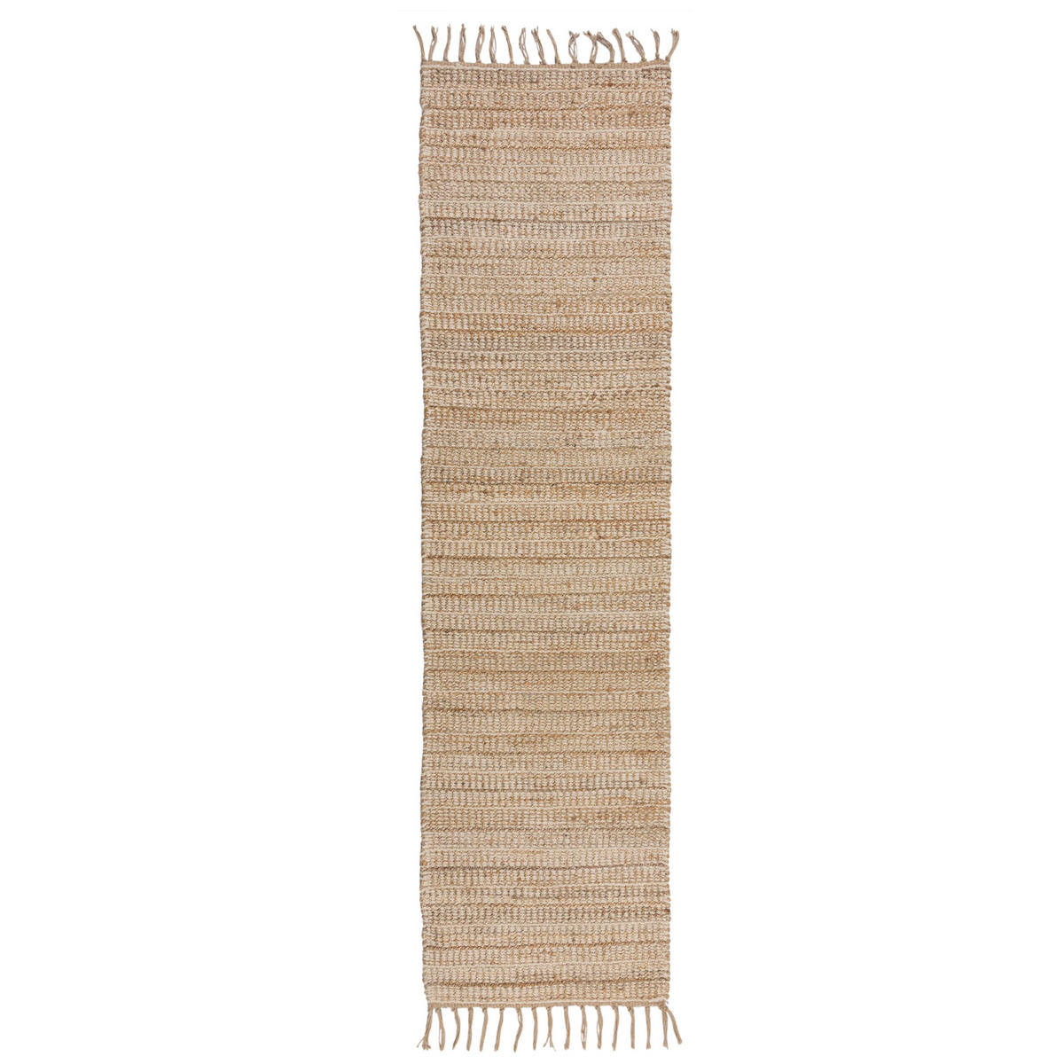 TEPPICH Jute Fransen-Design, handgewebt, beige CONWY, Beige 60x230 cm - Beige, Textil (60/230cm) - KADIMA DESIGN