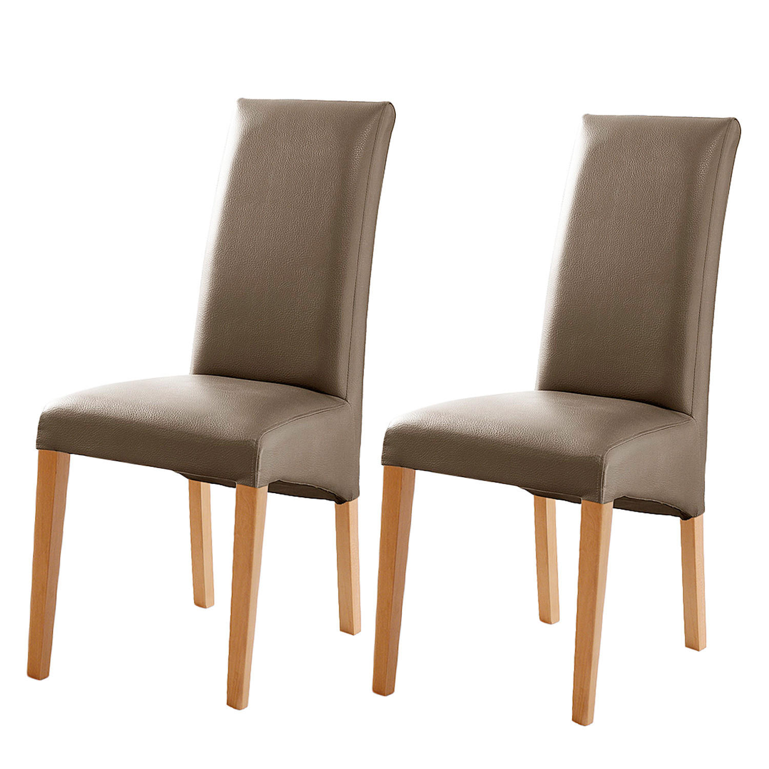 HOME24 Polsterstuhl Foxa (2er-Set) - Cappuccino, Holz/Kunststoff (47/101/57cm) - home24