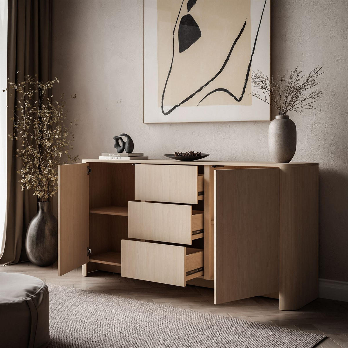 KOMMODE mit Schubladen DESTINY II KSZ-168 - Eichefarben, Holzwerkstoff (168/84/39cm) - Lookway