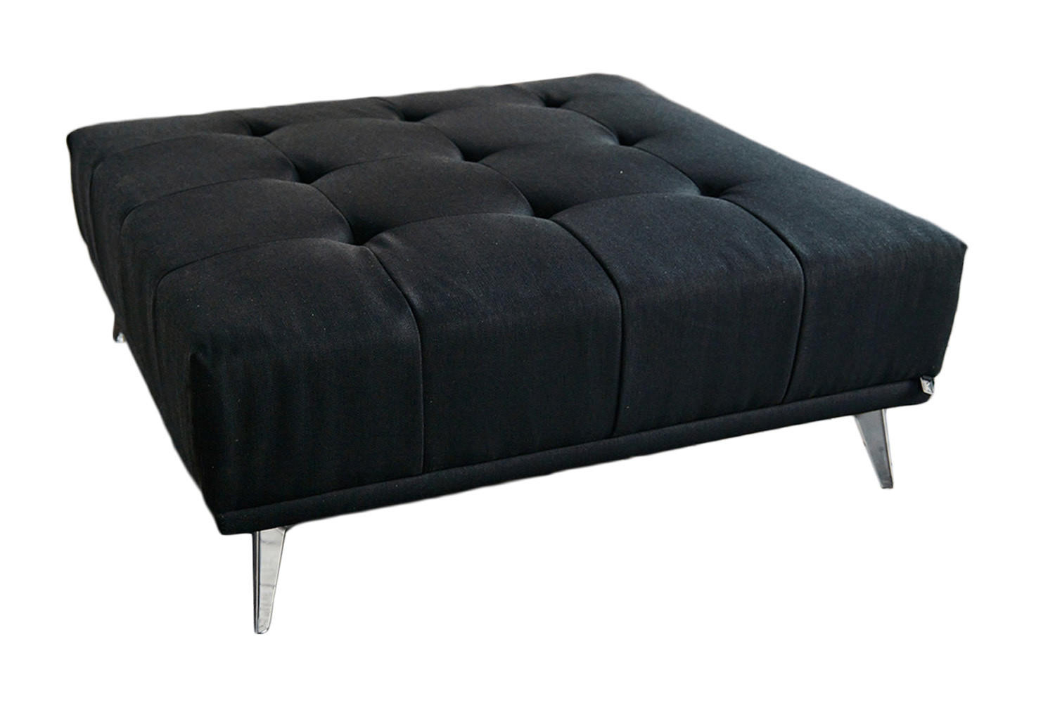 HOCKER WIOLO Schwarz Webstoff - Silberfarben/Schwarz, Textil (110/42/110cm) - KAWOLA
