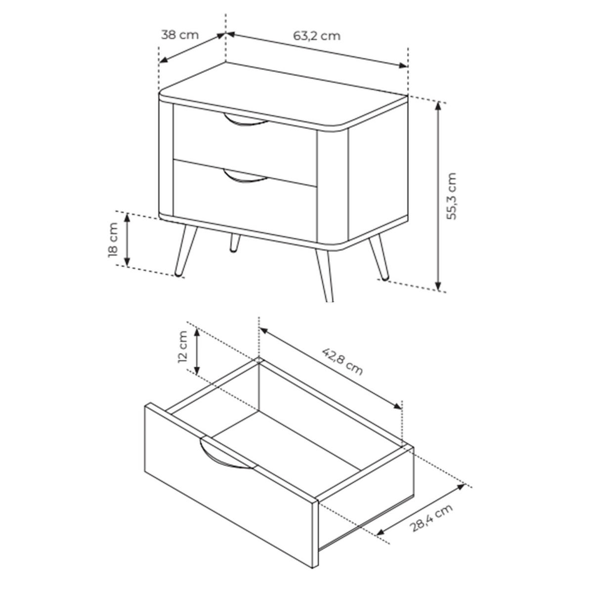 NOČNÝ STOLÍK Veris dub Dunin 63 cm - čierna/tmavohnedá, kov/kompozitné drevo (63.2/55.3/38cm) - Selsey
