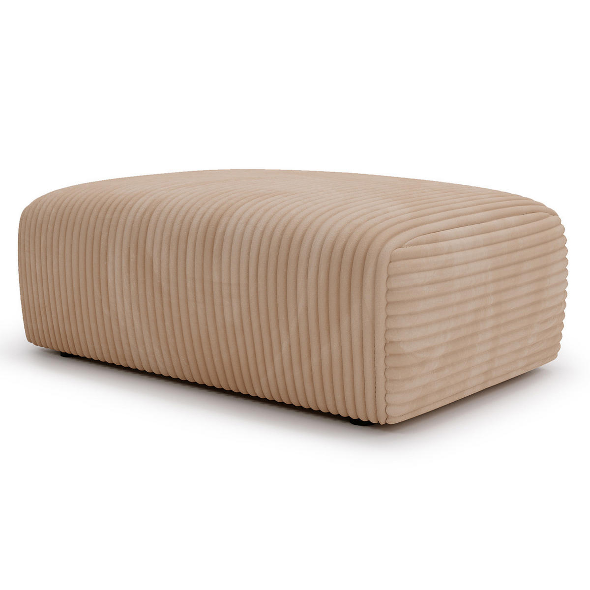 POLSTERHOCKER - Cord - Hellbraun/Schwarz, Kunststoff/Textil (110/40/72cm) - home24