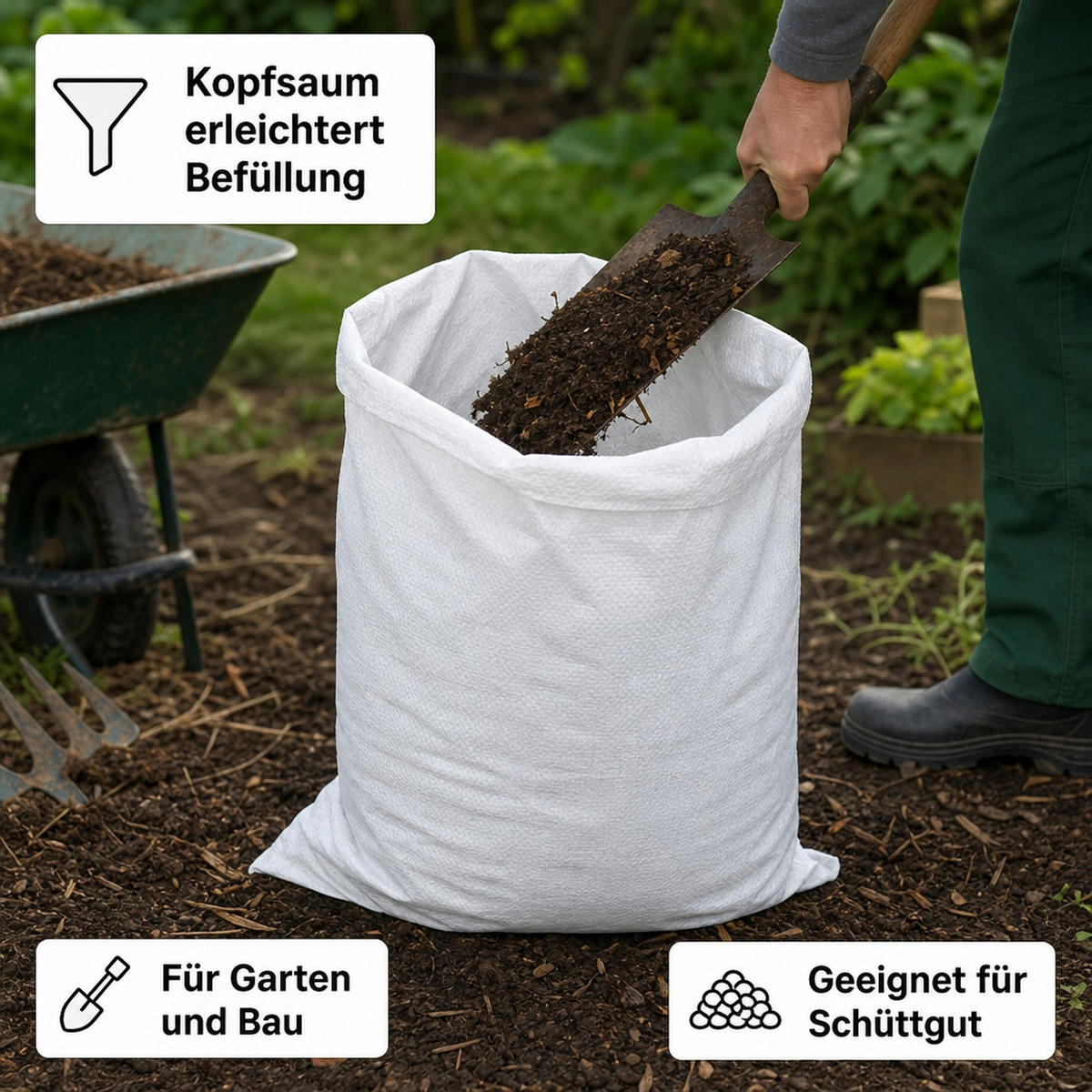 GEWEBESACK - Weiß, Kunststoff (60/15/105cm) - BONI-SHOP