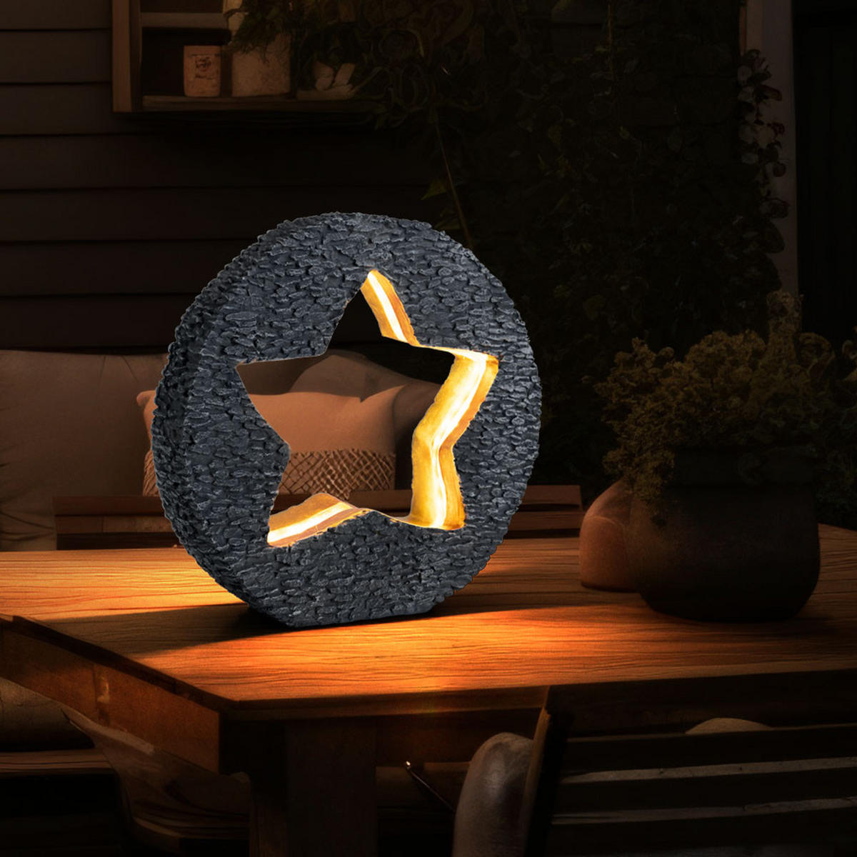 LED AUSSENLEUCHTE Steinoptik Grau Gold - Grau, Kunststoff (31/8.5/29.5cm)