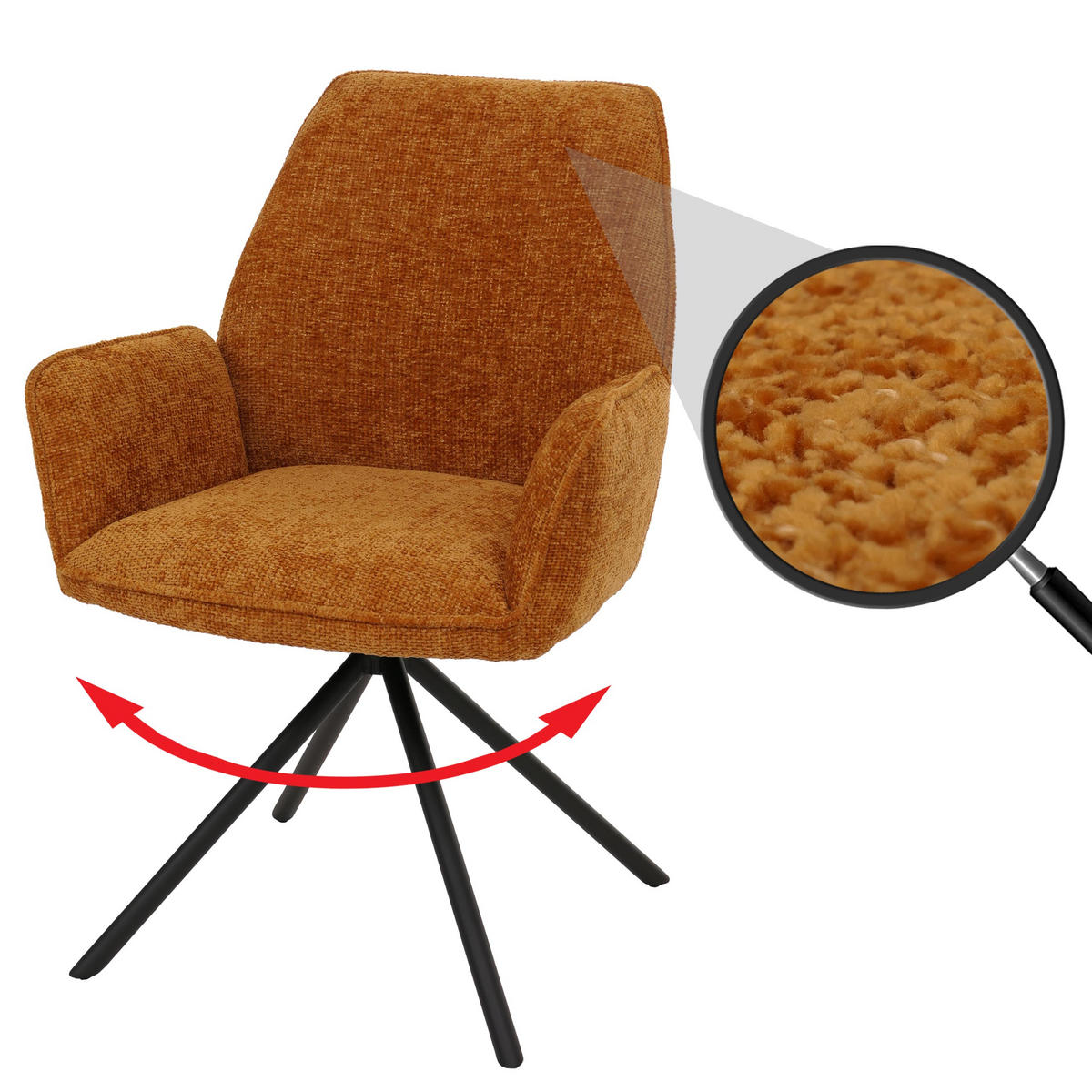 ESSZIMMERSTUHL Gelb, Schwarz - Gelb/Schwarz, Textil (60/86/60cm) - MCW