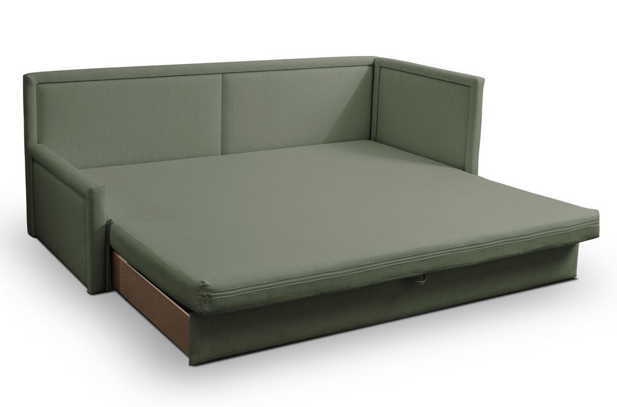 JUGENDBETT Caprili Salbeigrün mit Bettkasten - Schwarz/Hellgrün, Kunststoff/Textil (163/189cm) - Selsey