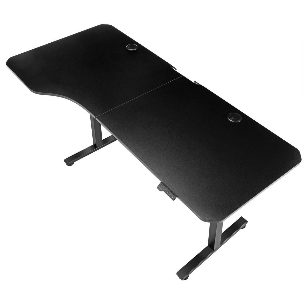 SCHREIBTISCH Office Stand schwarz 160x75 cm höhenverstellbar - Schwarz, Holz (60/160/117cm) - Juskys