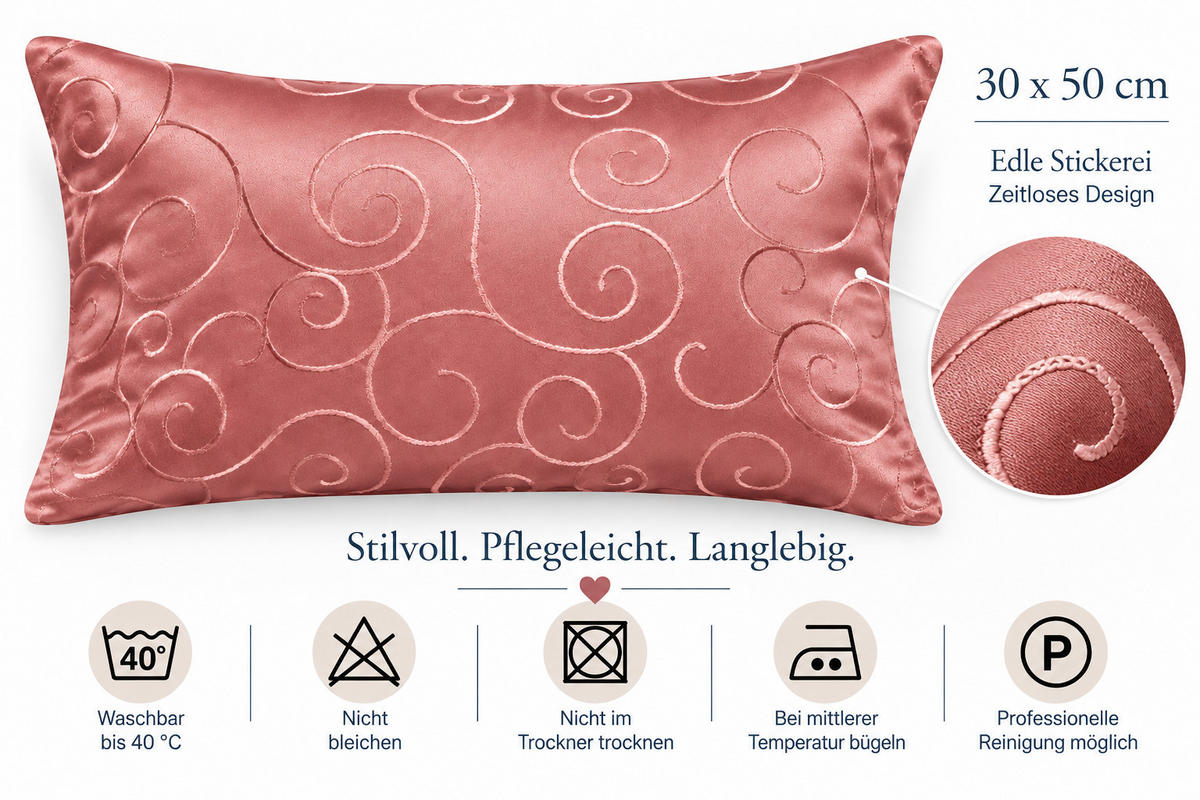 KISSENBEZUG 30x50 cm Altrosa Damast Circle - Altrosa, Textil (30/50cm) - TiborTex