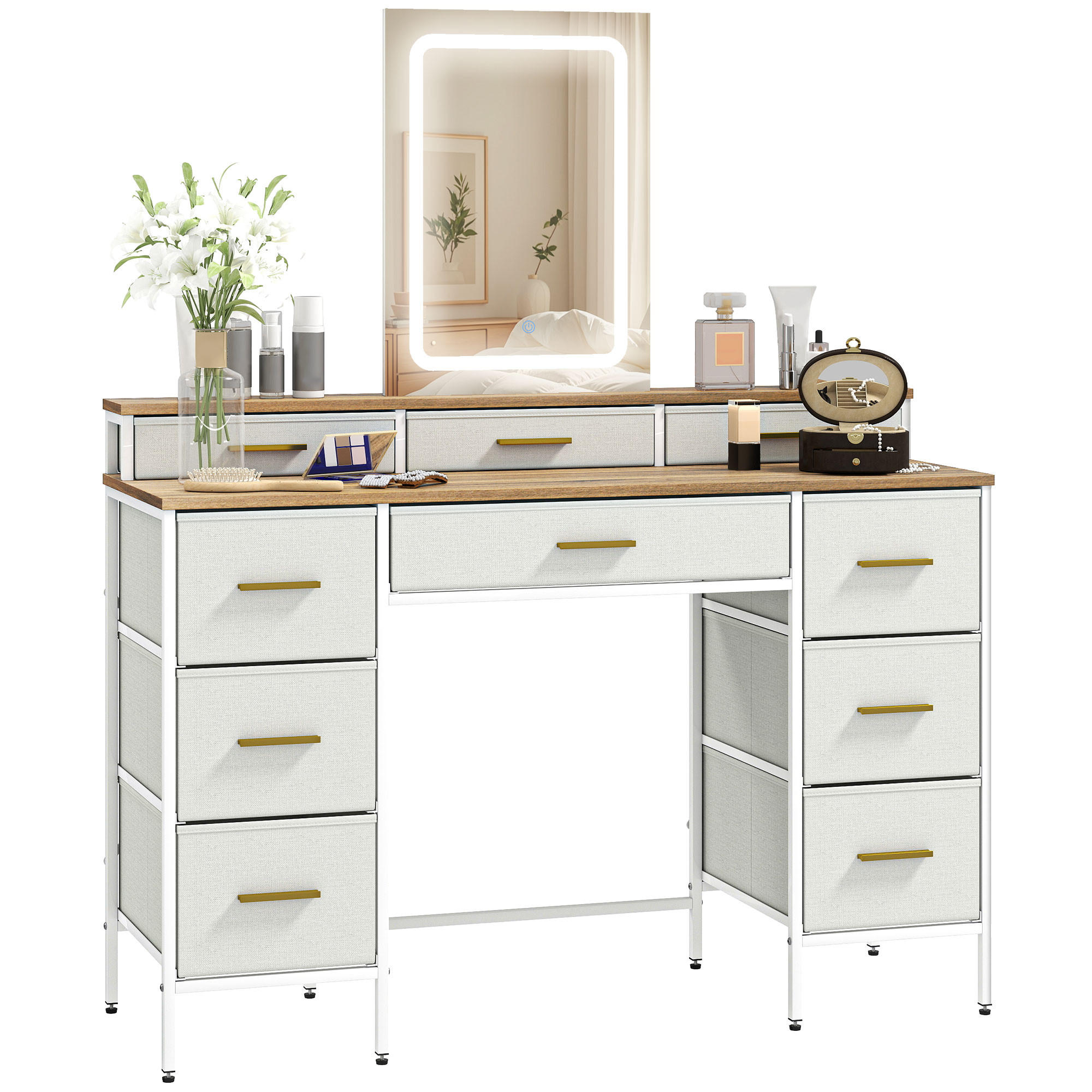 SCHMINKTISCH DE-18307 Natur - Naturfarben, Holzwerkstoff (39.5/140/118.5cm) - ComfortXL
