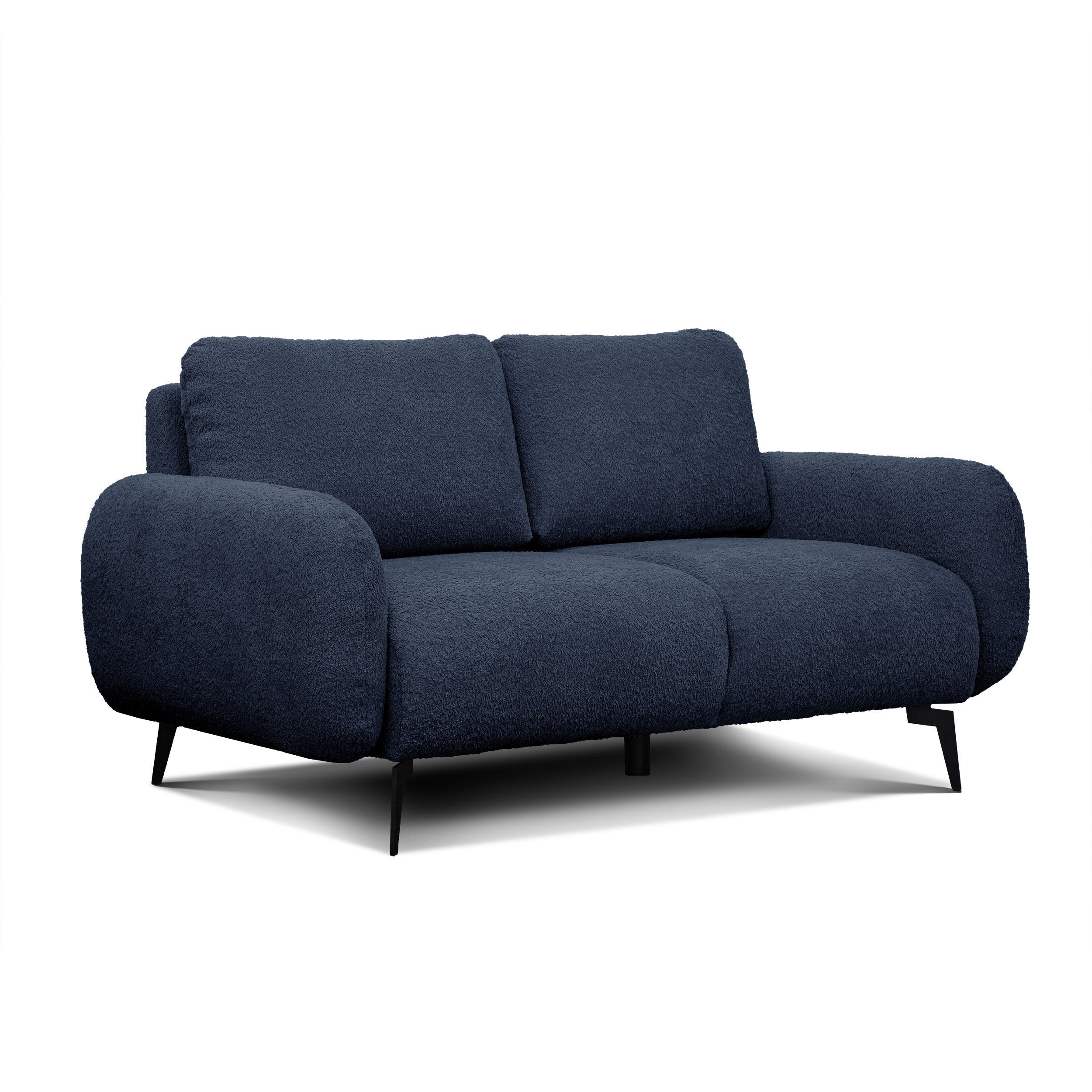 SOFA FEBE 2-Sitzer, marineblau - Blau/Schwarz, Holz/Textil (160/82/96cm) - Courtois Laville