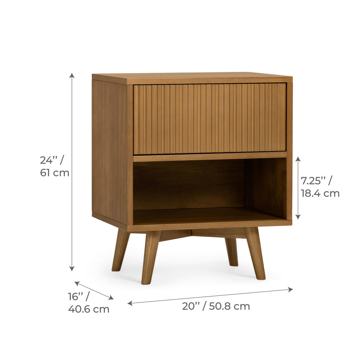 NACHTTISCH, Push-Open Schublade, 51cm, Braun - Braun, Holz (51/61/41cm) - Teamson Home