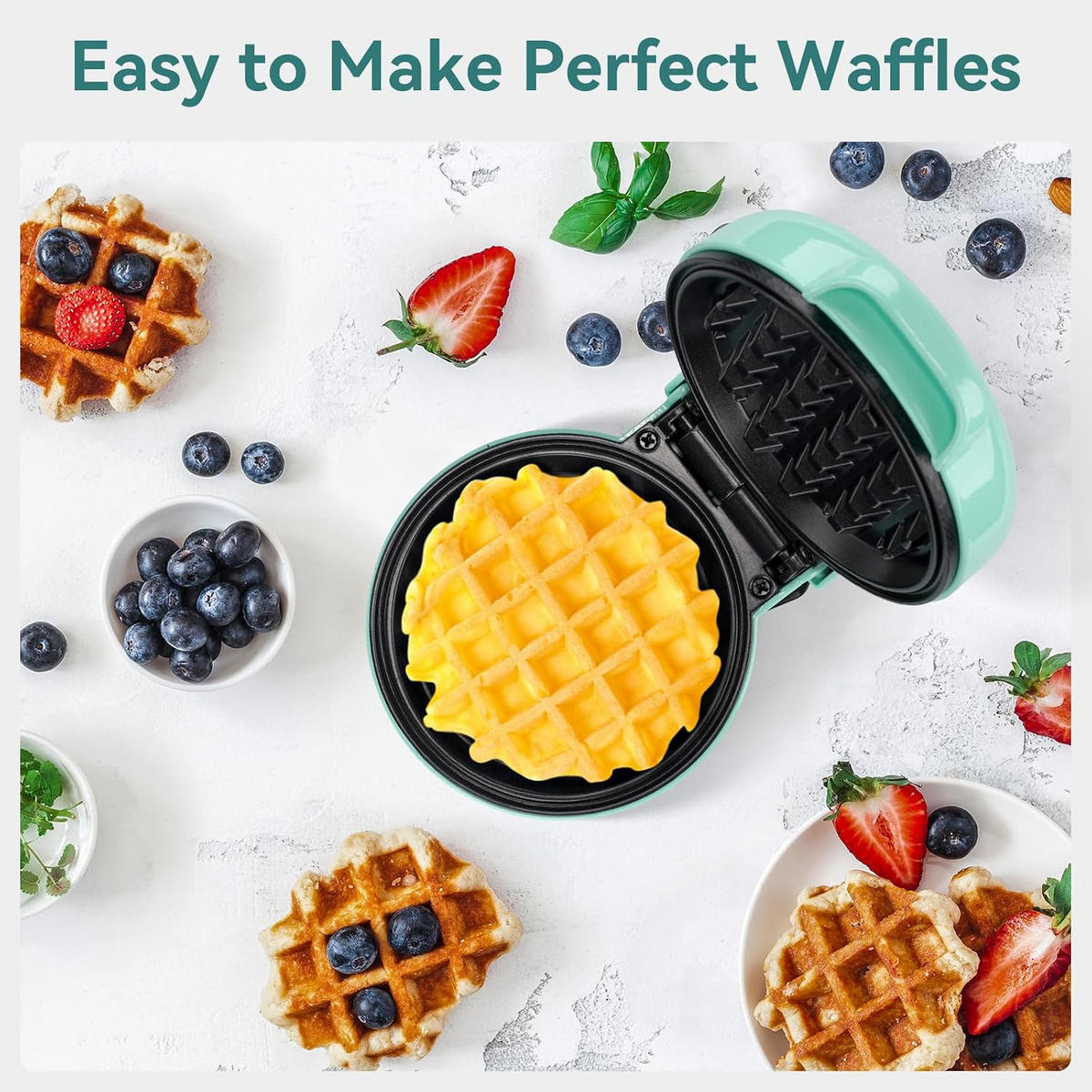 WAFFELEISEN Grün, 10 cm Backfläche - Grün, Metall (10.5/18.3/14.6cm) - YASHE