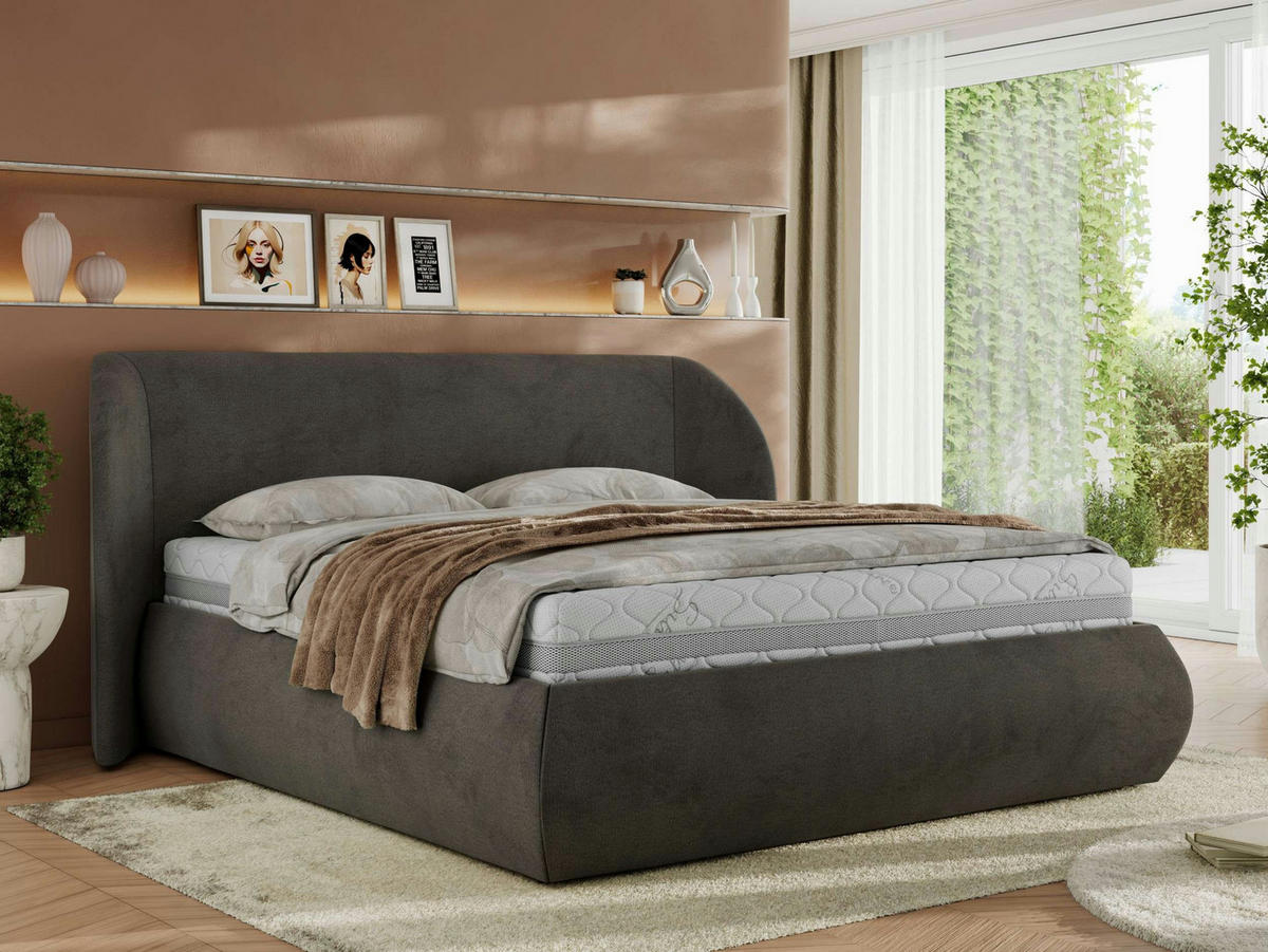 POLSTERBETT CAELA CLASSIC 180/200 - Dunkelgrau Velvet - Pocket-Matratze - Dunkelgrau, Textil (180/200cm) - MKS