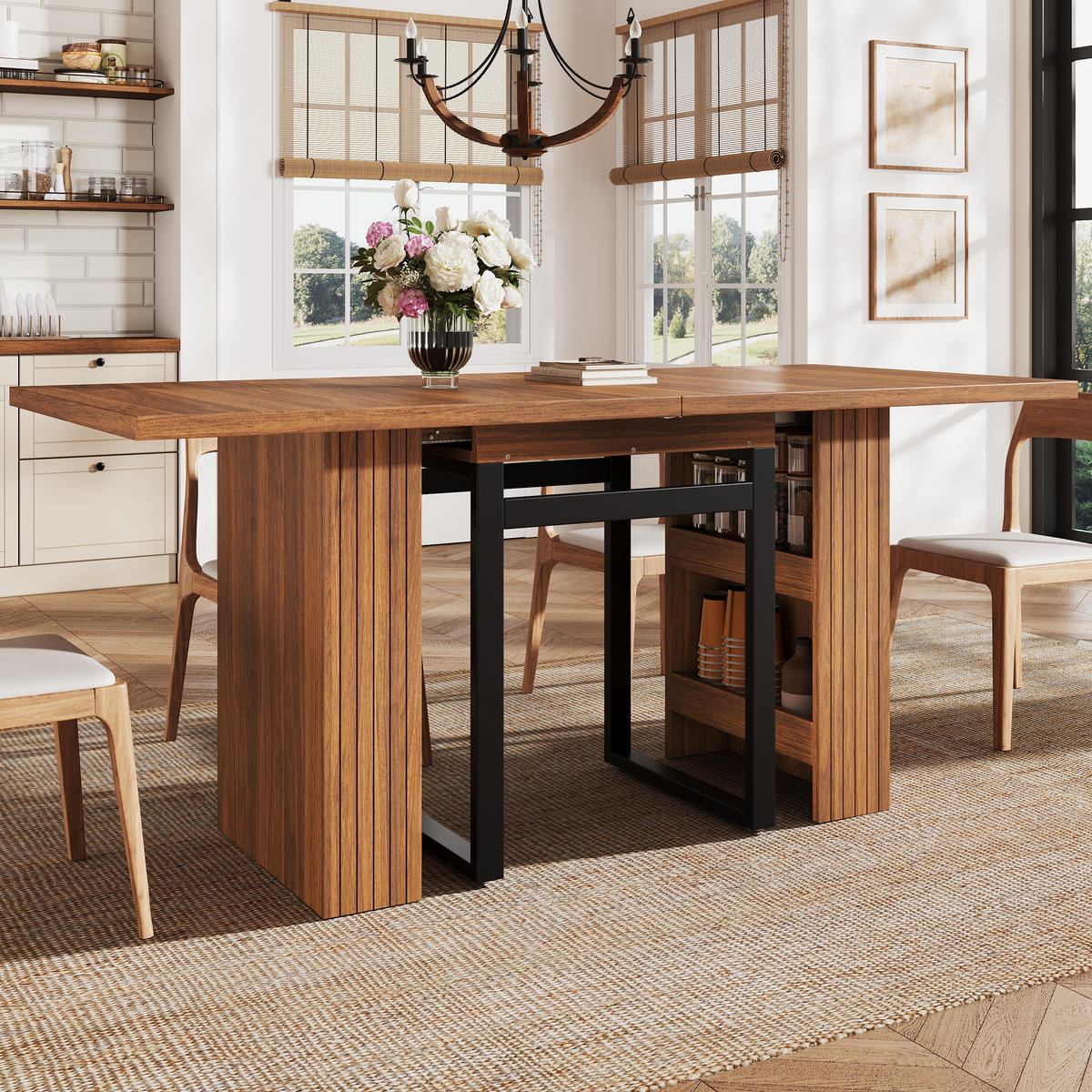 ESSTISCH ausziehbar 120-200/80/78 cm mit Staufach DE-39648 Dunkelbraun - Dunkelbraun, Holzwerkstoff (80/200/78cm) - ComfortXL