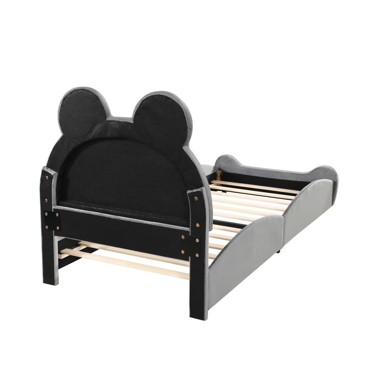 KINDEREINZELBETTEN aus Samt 90x200 cm in Grau - Grau, Textil (90/200cm) - Modfu