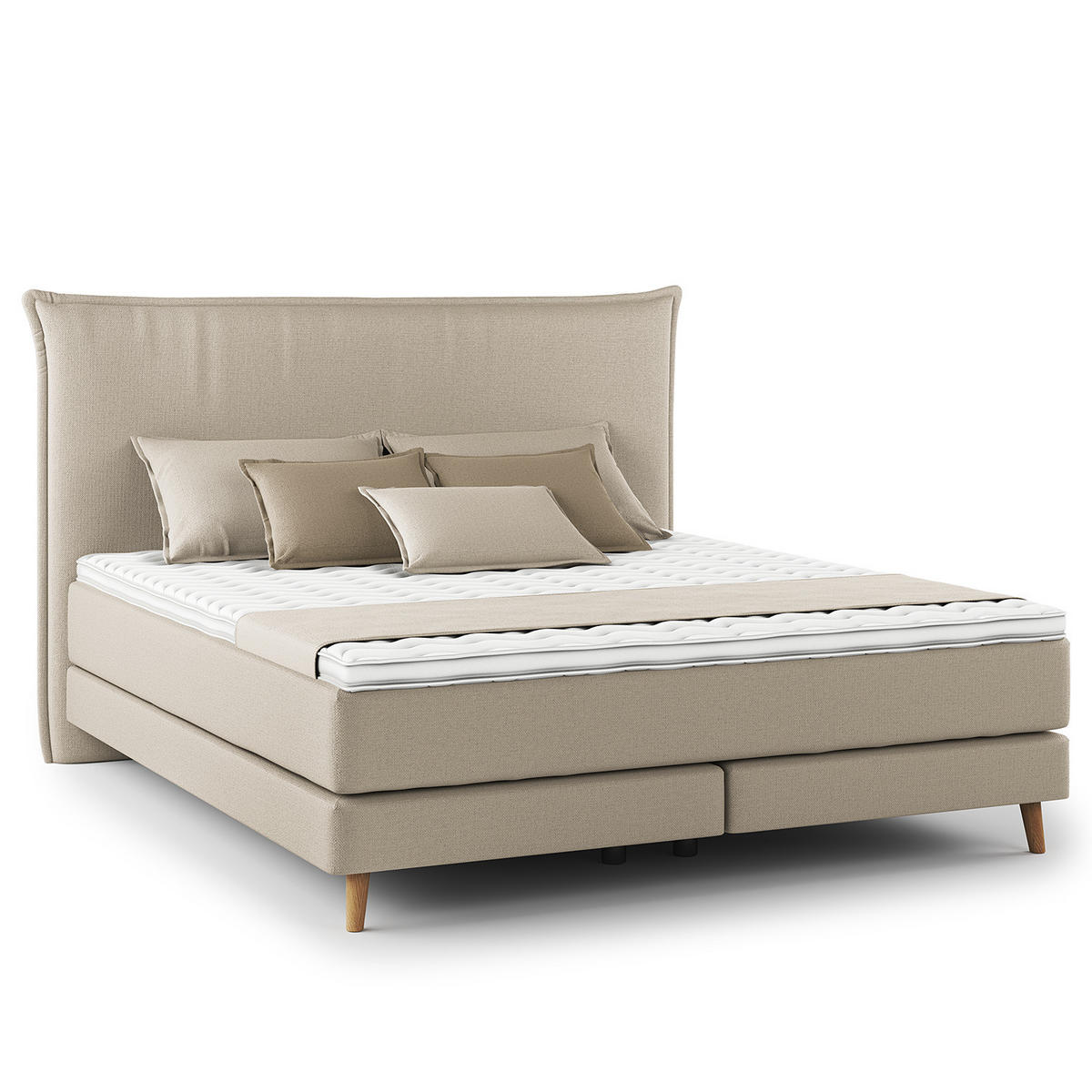 BOXSPRINGBETT - Klassisch - Beige, Holz (180/200cm) - home24