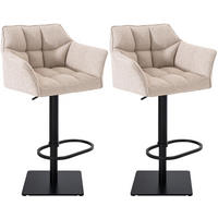 BARHOCKER 2er Set Stoff Elfenbein - Creme/Schwarz, Textil/Metall (64/88/45cm) - CLP