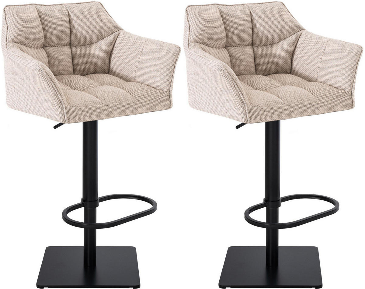 BARHOCKER 2er Set Stoff Elfenbein - Creme/Schwarz, Textil/Metall (64/88/45cm) - CLP