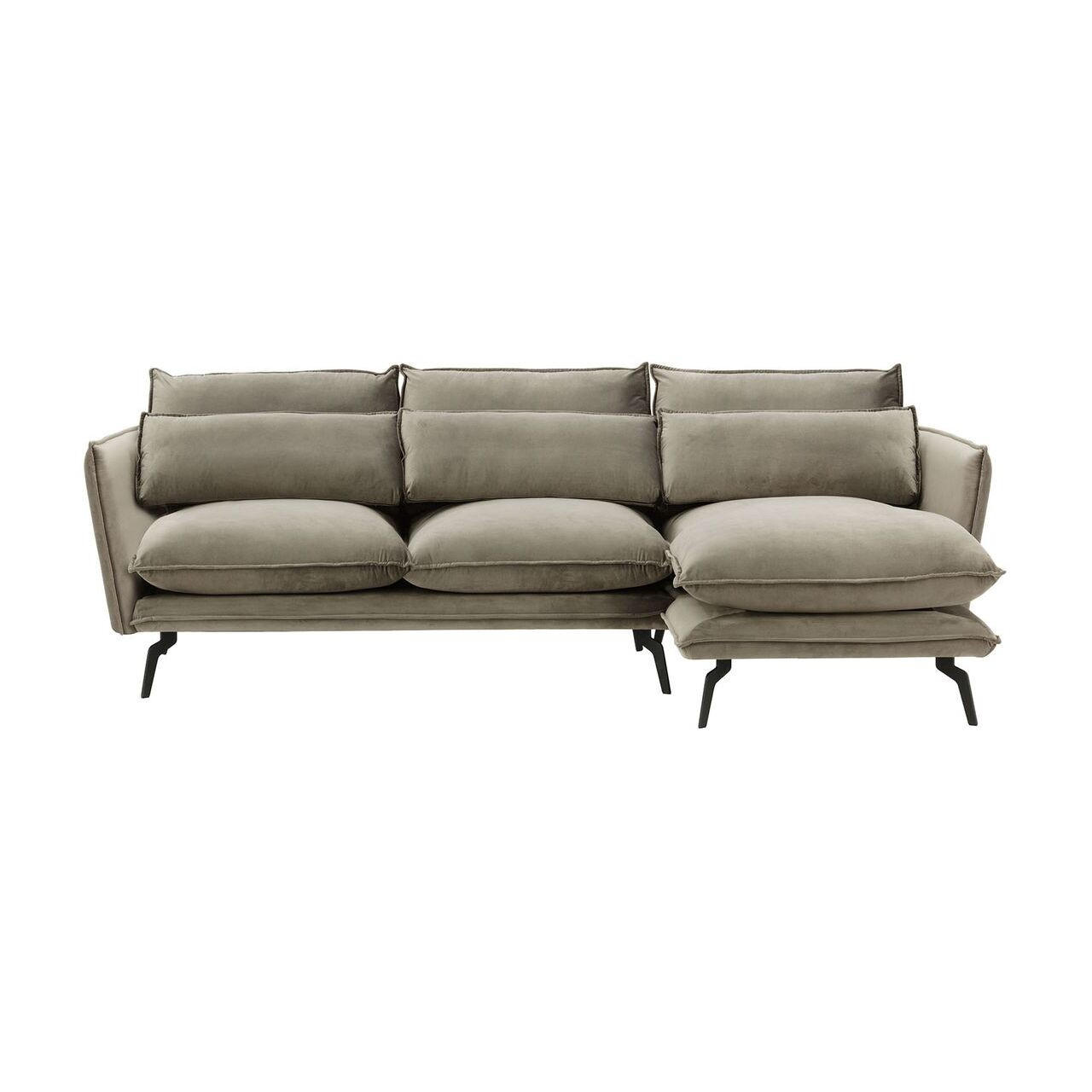 ECKSOFA Layla Rechts-Velluto 17 - Braun, Holz/Textil (278/160cm)