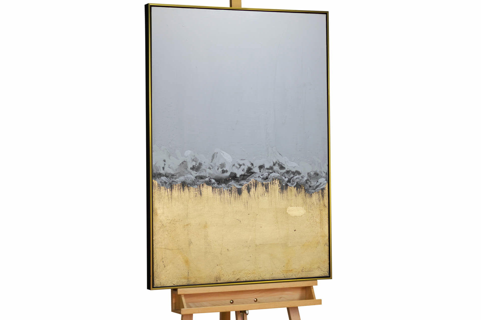 ACRYLBILD HANDGEMALT Beige 78/103 cm - Beige/Goldfarben, Textil (77.5/102.5cm) - KUNSTLOFT