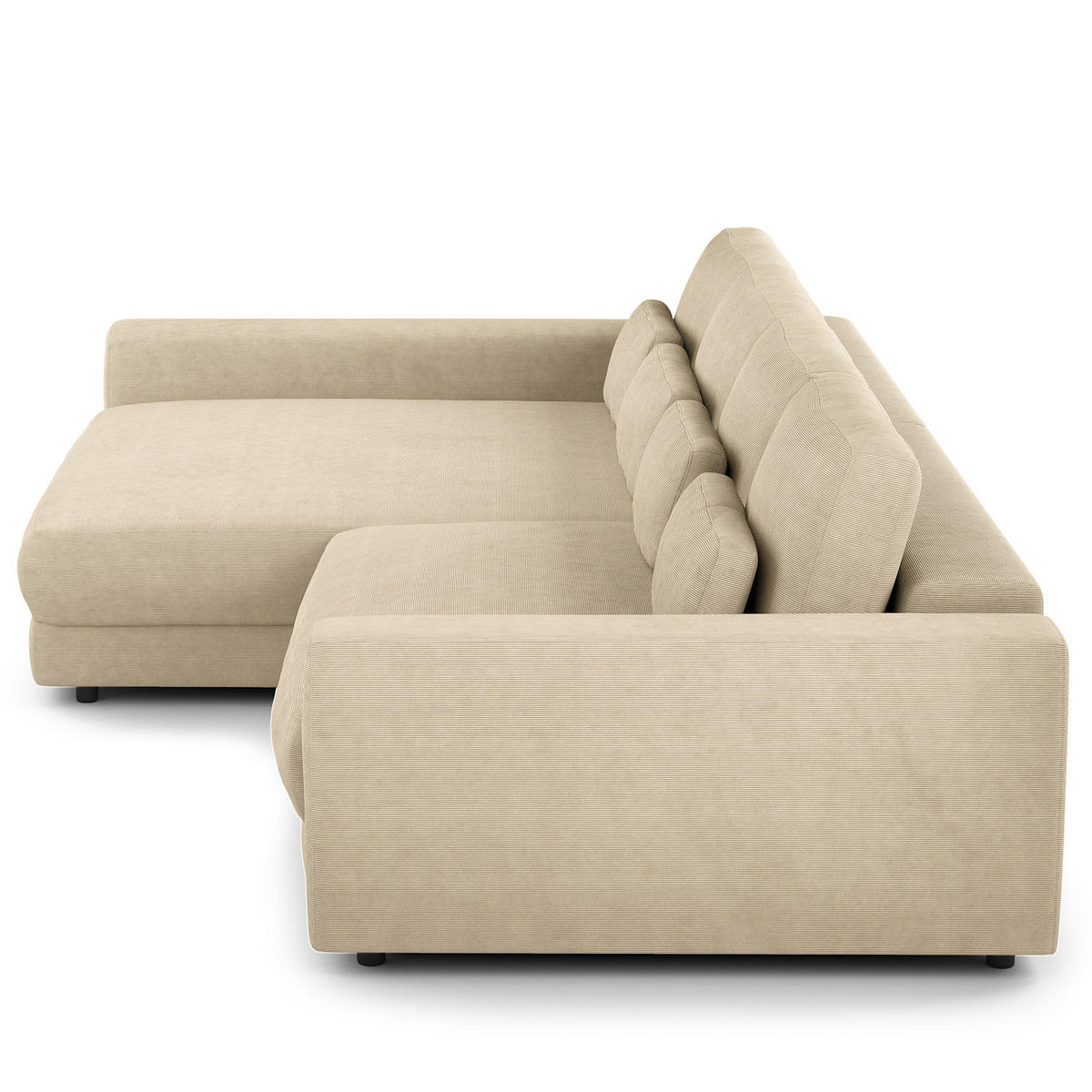 ECKSOFA mit XXL-Longchair - Beige/Schwarz, Kunststoff/Textil (323/182cm) - home24