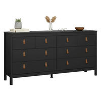 KOMMODE Schwarz 38.4/159.6/79.7 cm - Schwarz, Holzwerkstoff (160/80/38cm) - DMORA