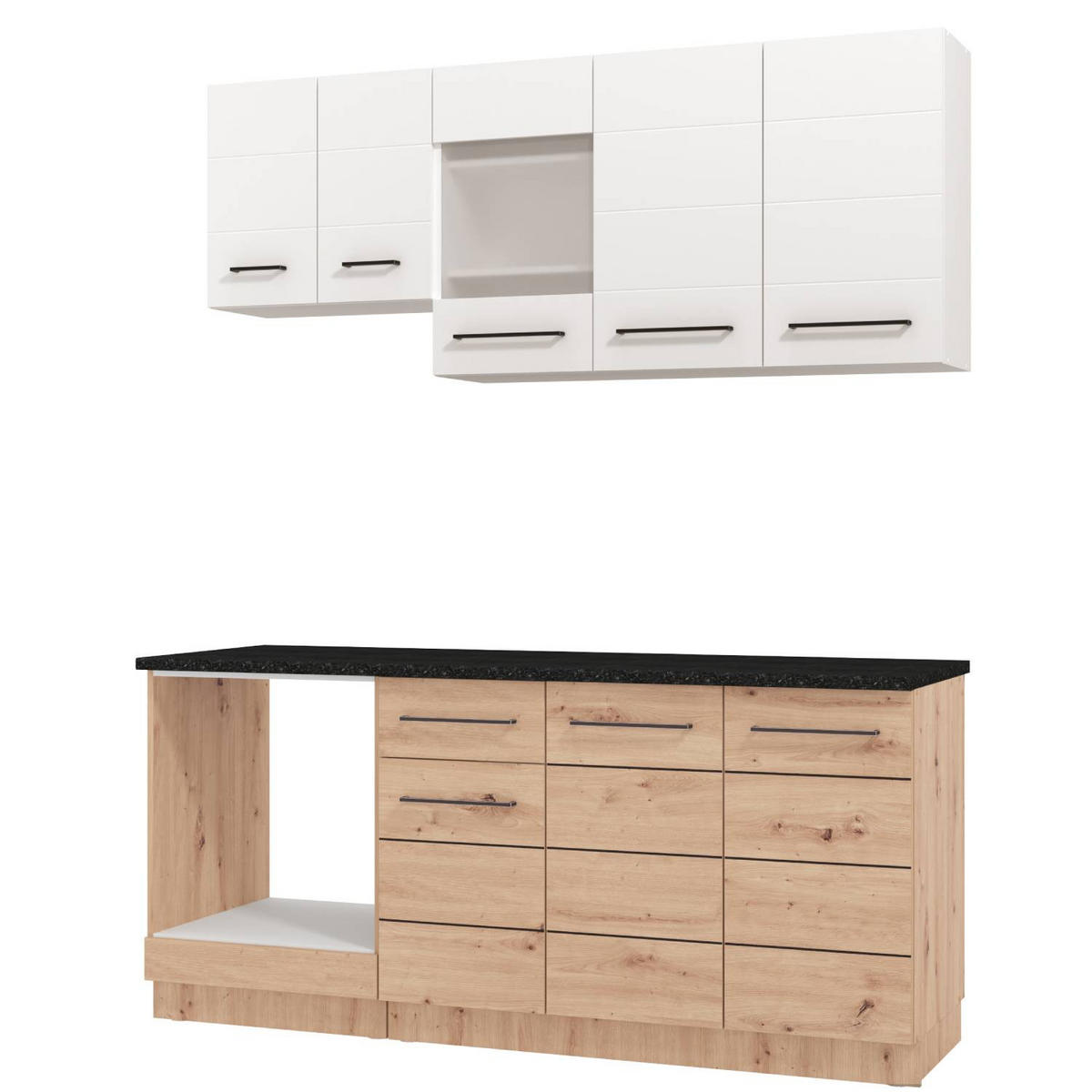 KÜCHENLEERBLOCK 180 cm in Weiß - Schwarz/Braun, Holz (180/200/60cm) - Homestyle4u