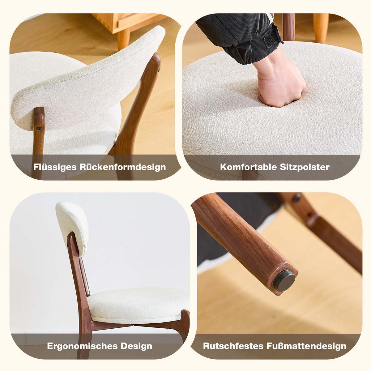 ESSZIMMERSTUHL 2er-Set aus Leinen mit Polsterung - Weiß, Textil (48.5/84/55.5cm)