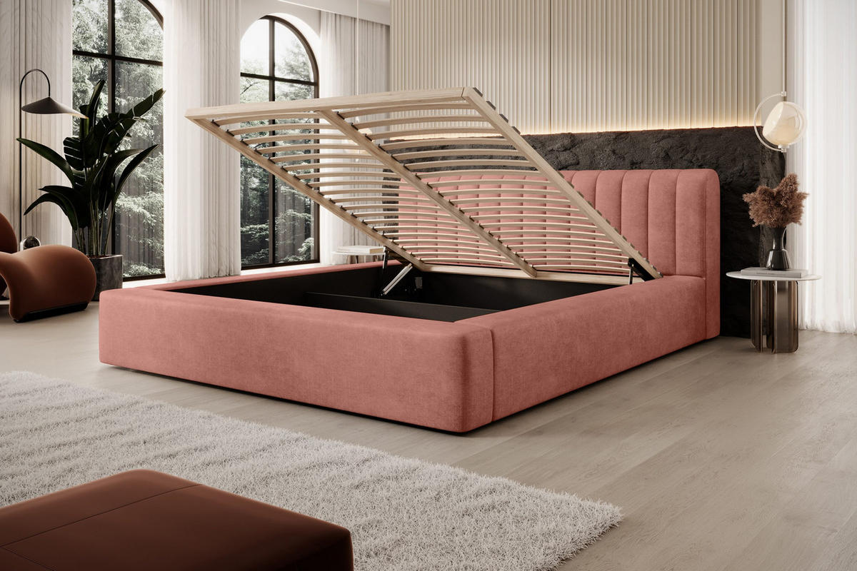 POLSTERBETT aus Polyester Vurmat 180x200 cm, Pink - Pink, Textil (180/200cm) - Fedve