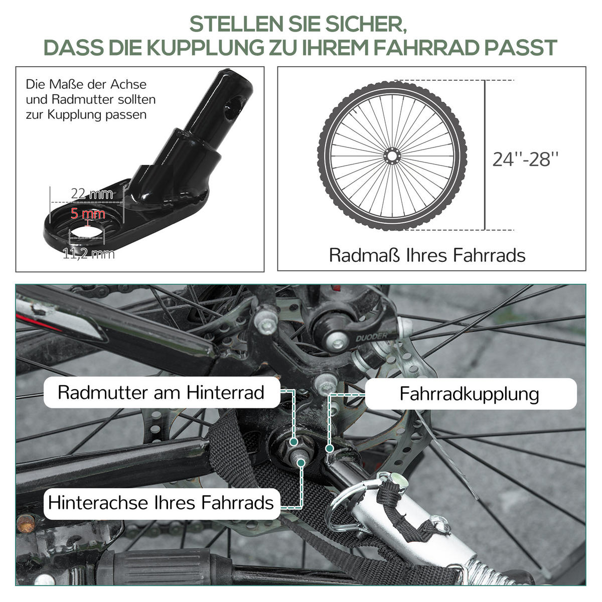 FAHRRADANHÄNGER, Oxford, Schwarz/Grau, 130 x 64 x 64/103 cm - Schwarz, Metall (64/103/130cm) - HOMCOM