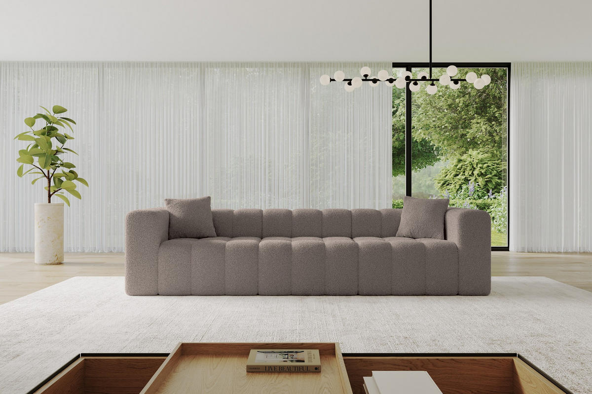 POHOVKA 3-MÍSTNÁ DONY-3 315x90x71 cm Hnědá Buklé - černá/hnědá, kompozitní dřevo/textil (315/71/90cm) - ALTDECOR