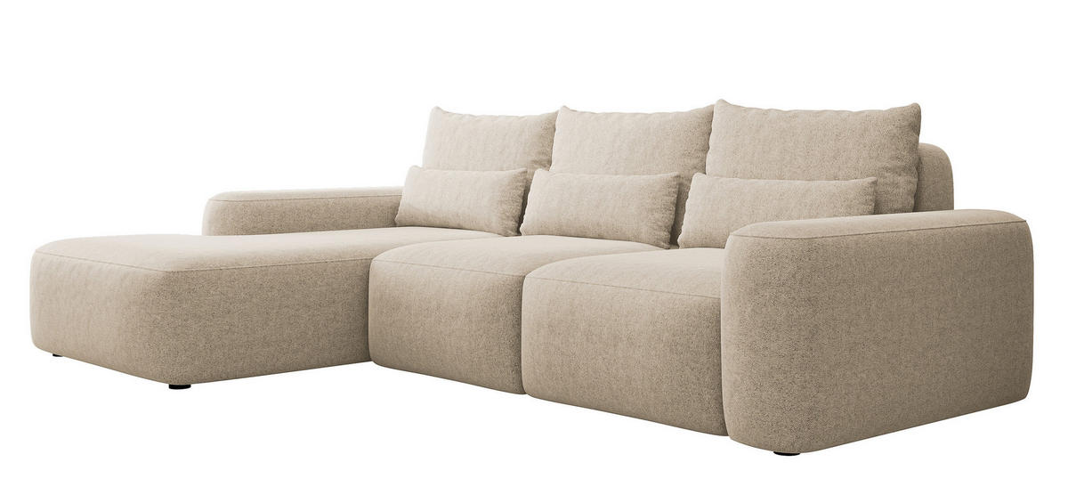 ECKSOFA Carnos Chenille-Bezug in Beige - Beige, Textil (264/162cm) - Selsey