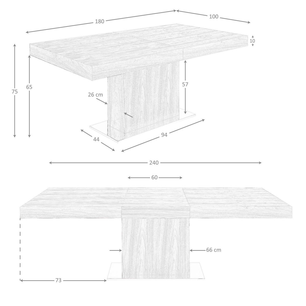 ESSTISCH Ausziehbarer Esstisch Rechteckig Walnuss 180/100/75 cm - Walnussfarben, Holz (100/180/75cm) - ANGEL CERDA