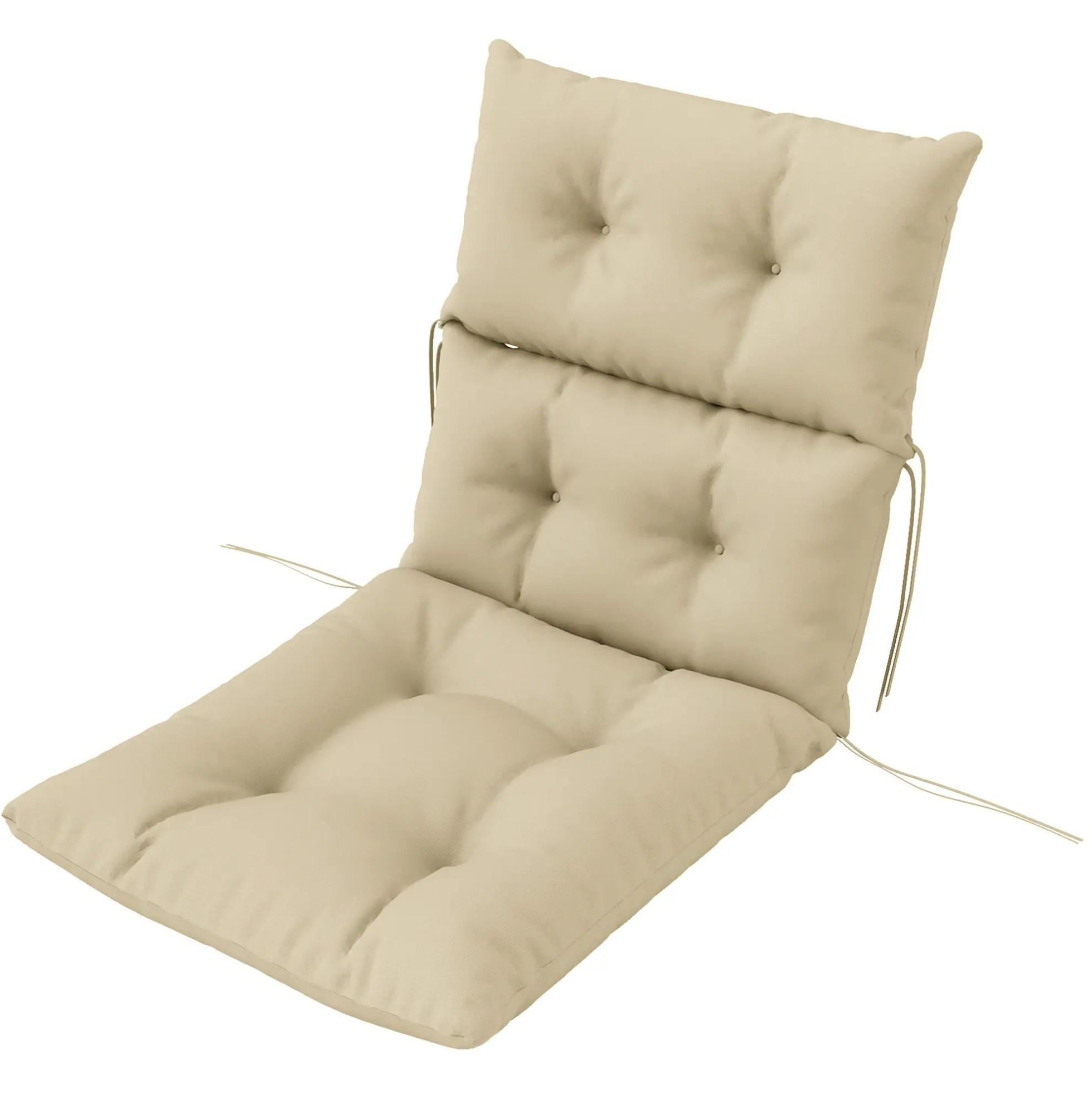 SESSELAUFLAGEN aus Polyester 115x56x10 cm in Beige mit Befestigungsbändern - Beige, Textil (56/10/115cm) - Modfu