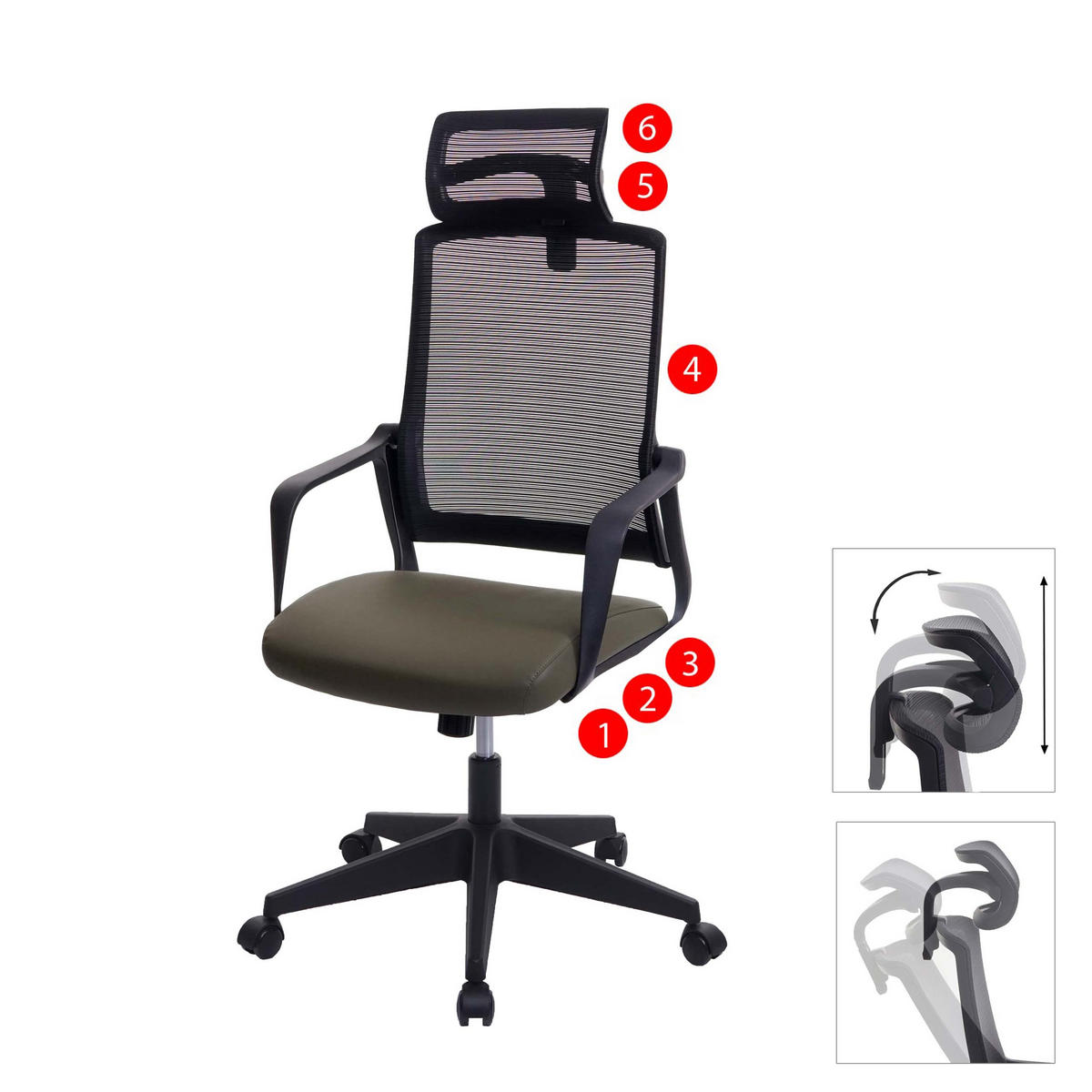 BÜROSTUHL Grün - Grün, Textil (64/128/66cm) - MCW