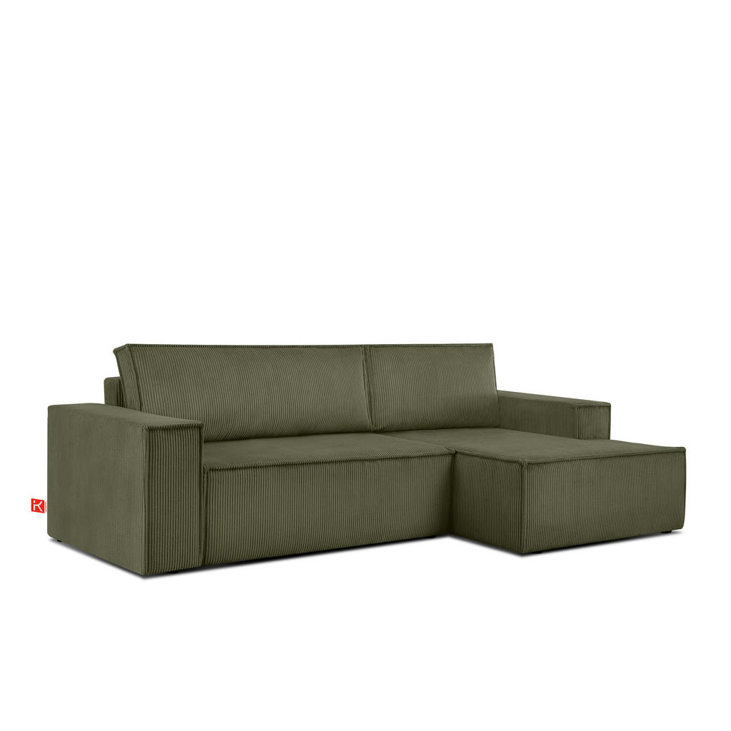 Thumbnail - Konsimo® Eckschlafsofa-Rechts, Olivgrün, Textil, L-Form,L-Form, 262x148 cm, FSC 100%, Hergestellt in Europa, Wohnzimmer,...