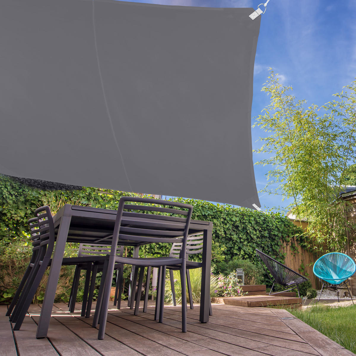 SONNENSEGEL - Grau, Textil/Metall (500/500cm) - Relaxdays