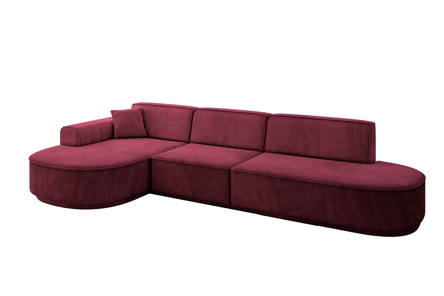 ECKSOFA Ottomane Links MARI-L2-v3 - 328x171x83 cm Bordeaux Velours - Bordeaux/Schwarz, Holzwerkstoff/Kunststoff (328/171cm) - ALTDECOR