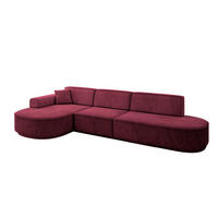 ECKSOFA Ottomane Links MARI-L2-v3 - 328x171x83 cm Bordeaux Velours - Bordeaux/Schwarz, Holzwerkstoff/Kunststoff (328/171cm) - ALTDECOR