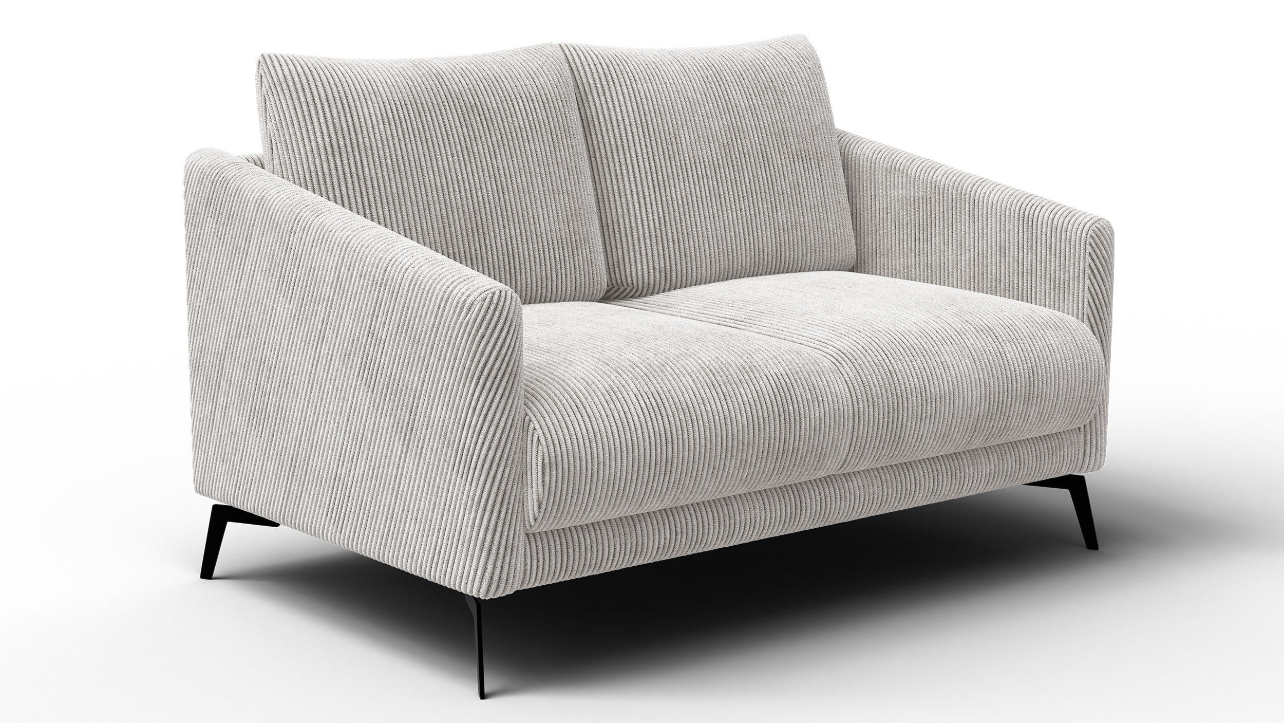SOFA VILT 2-Sitzer, perlweiß - Schwarz/Weiß, Holzwerkstoff/Textil (142/89/94cm) - Courtois Laville