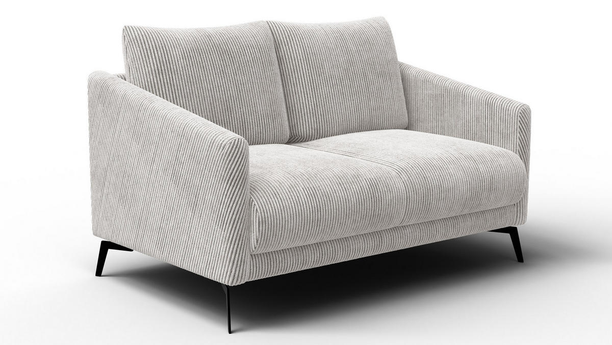 SOFA VILT 2-Sitzer, perlweiß - Schwarz/Weiß, Holzwerkstoff/Textil (142/89/94cm) - Courtois Laville
