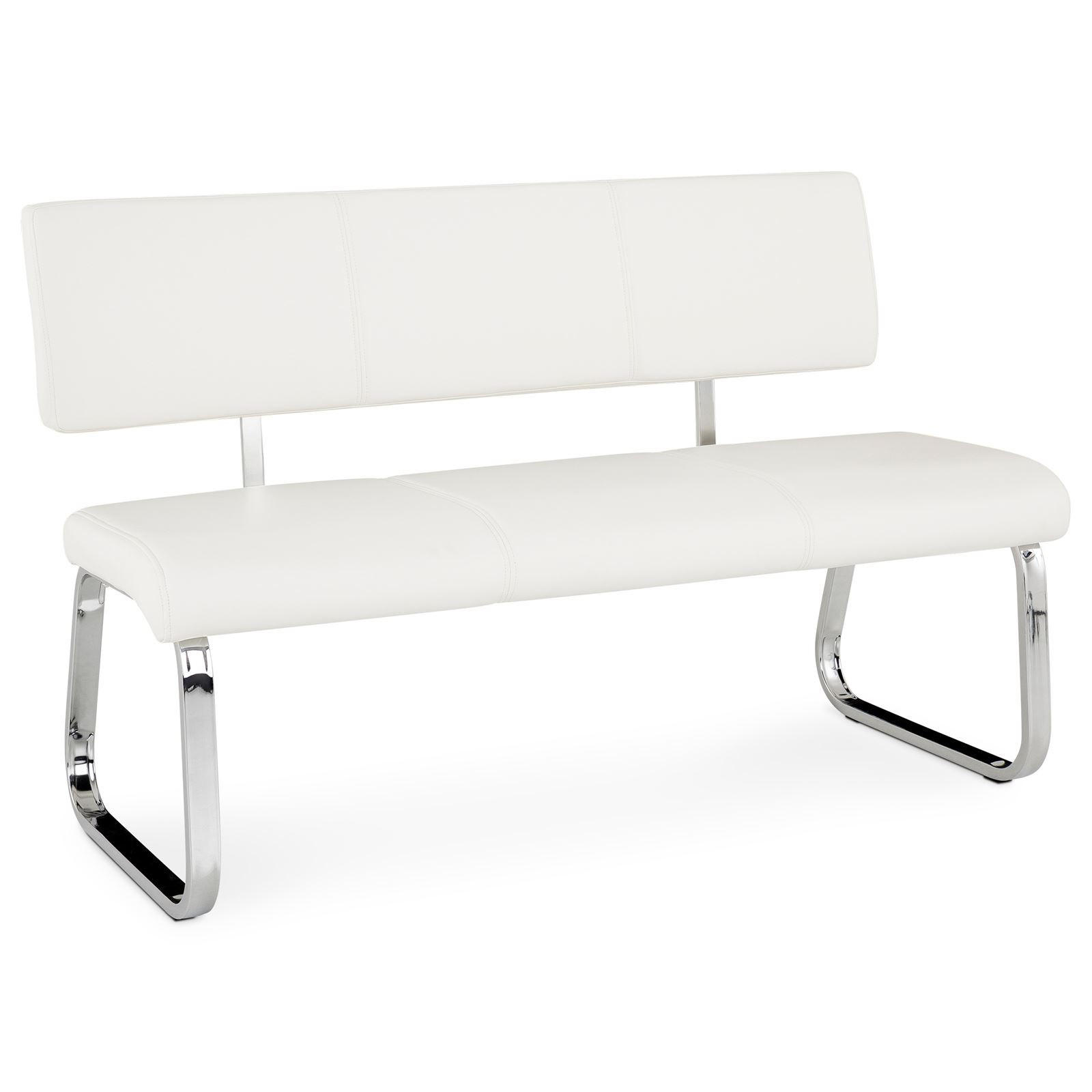 Idimex Esszimmerbank Chrom, Weiß 135x87x56 cm