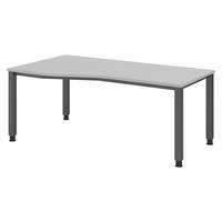 SCHREIBTISCH Serie-Q Gestell: Graphit 100/180/74 cm in Grau - Grau, Holzwerkstoff (100/180/74cm) - bümö